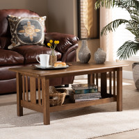 Baxton Studio SW135-Walnut-M17-CT Rylie Traditional Transitional Mission Style Walnut Brown Finished Rectangular Wood Coffee Table